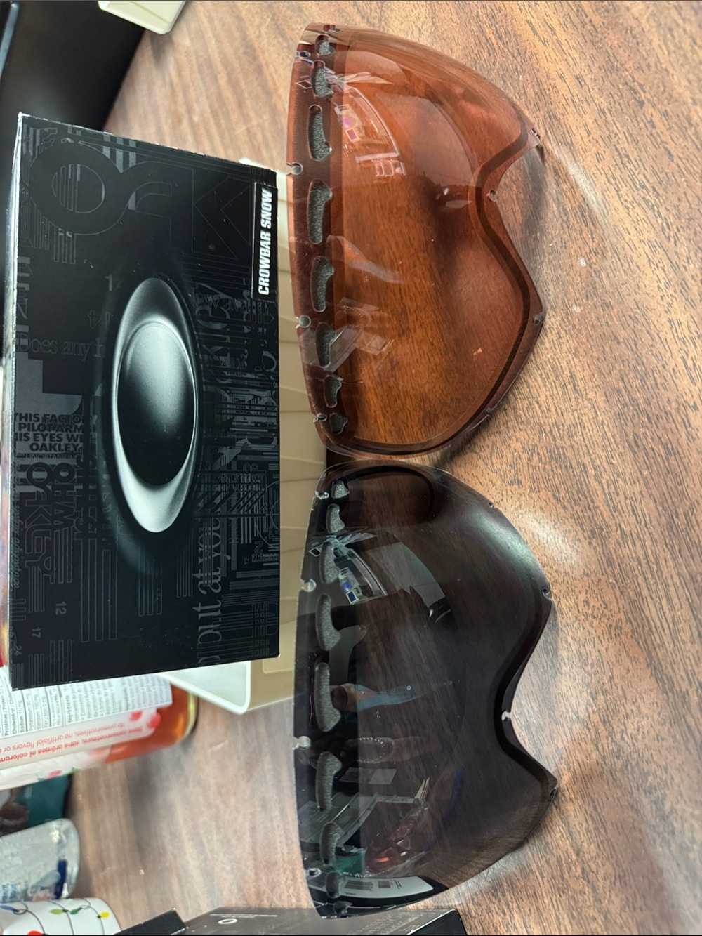 Replacement lenses for Oakley Crowbar snow goggle in Rose and Dark Grey 17%